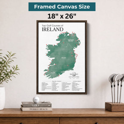 Canvas - Ireland Golf Courses Travel Map with Pins
