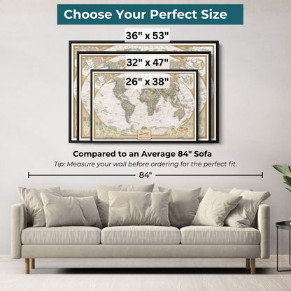 Canvas - Executive World Travel Map with Pins