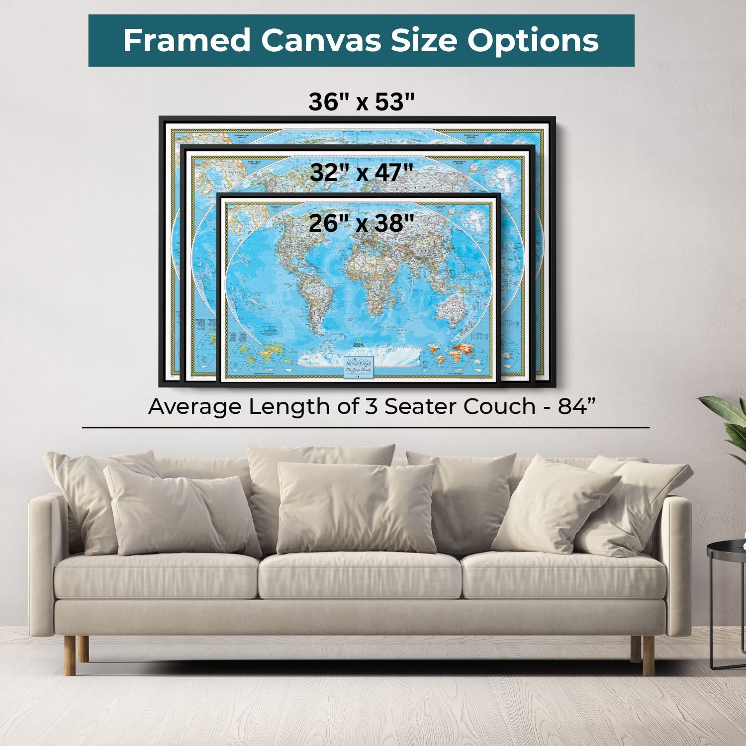 Canvas - Classic World Travel Map with Pins