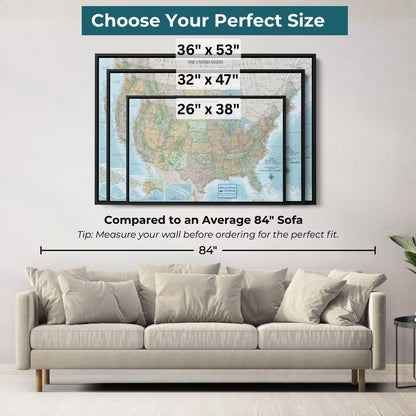 Canvas - Signature USA Travel Map with pins