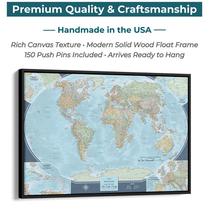 Canvas - Signature World Travel Map with pins