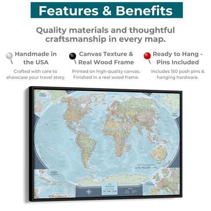 Canvas - Signature World Travel Map with pins