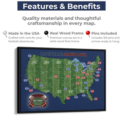 Canvas - Football Stadium Push Pin Travel Map with Pins