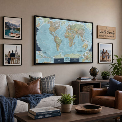 Canvas - Signature World Travel Map with pins