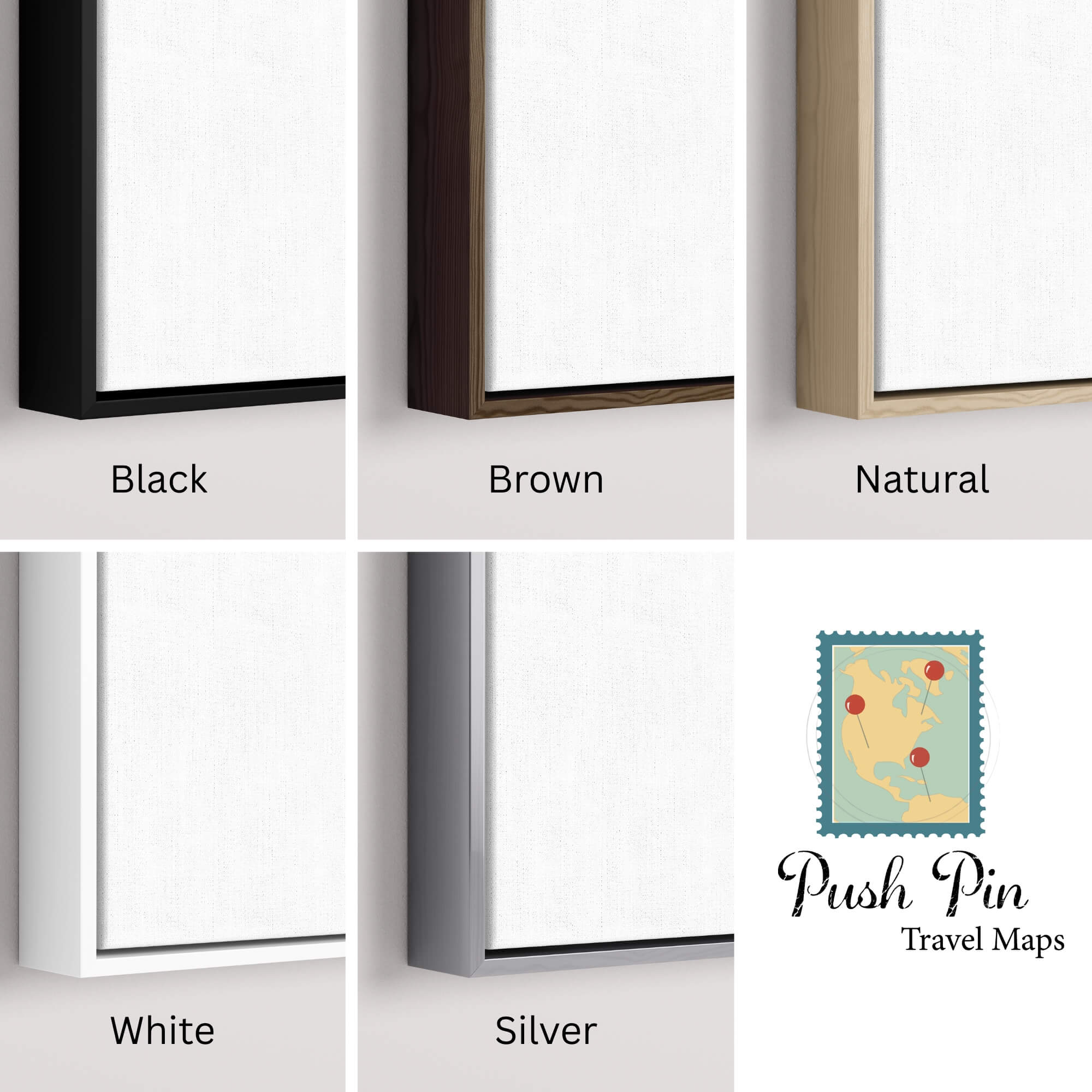 Canvas - Blue Oceans USA Travel Map with pins