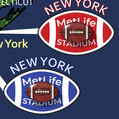 football pins close up in football map