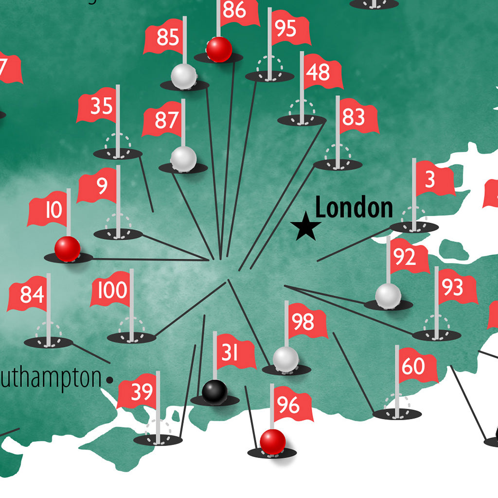 Canvas - The UK & Ireland Golf Courses Travel Map with Pins