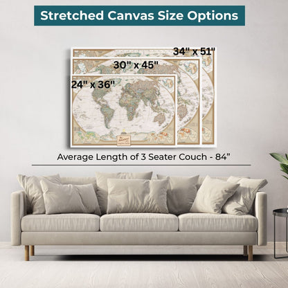 Gallery Wrapped - Executive World Travel Map with pins