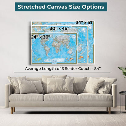 Gallery Wrapped - Classic World Travel Map with pins