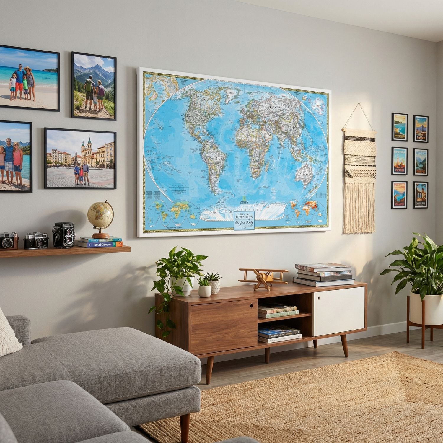 Gallery Wrapped - Classic World Travel Map with pins