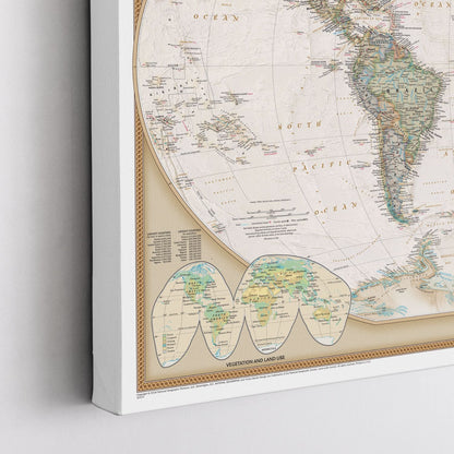 Gallery Wrapped - Executive World Travel Map with pins