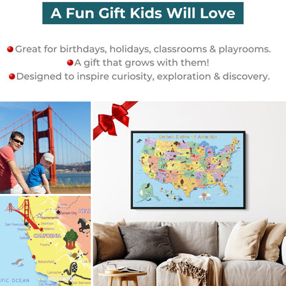 Canvas - Kids USA Travel Map with pins