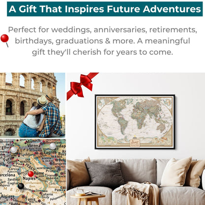 Canvas - Executive World Travel Map with Pins