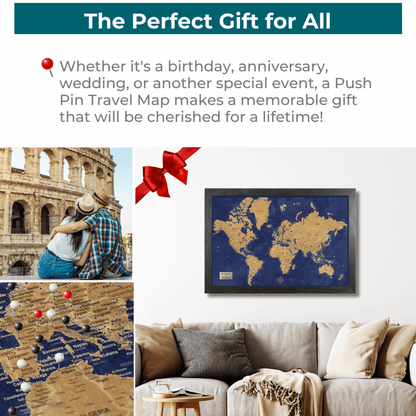 Navy and Gold World Map makes a great gift idea. 