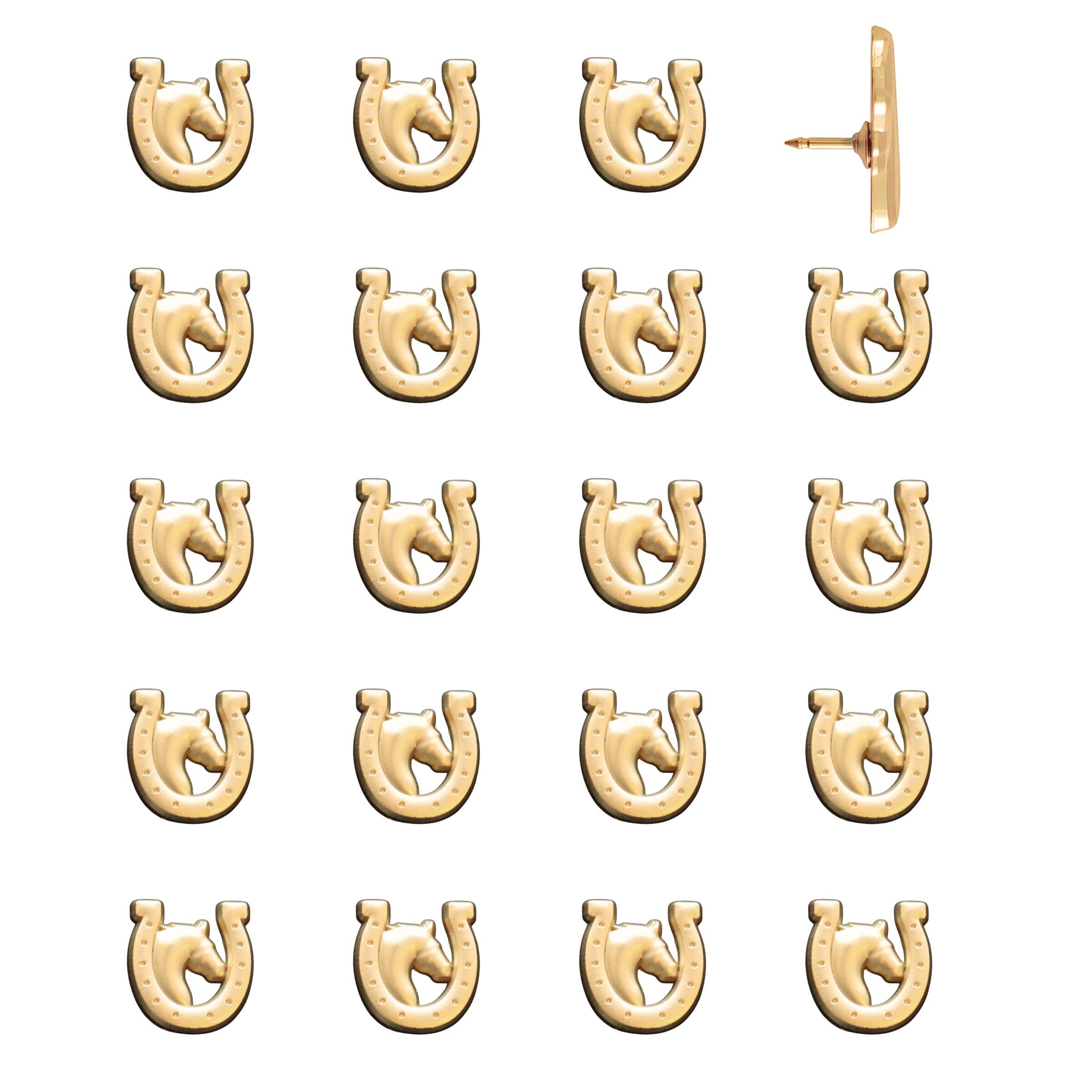 Horse and Horseshoe Pins Gold Pack of 20