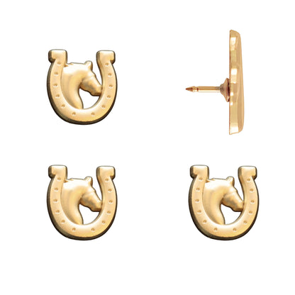 Horse and Horseshoe Pins Gold Pack of 4