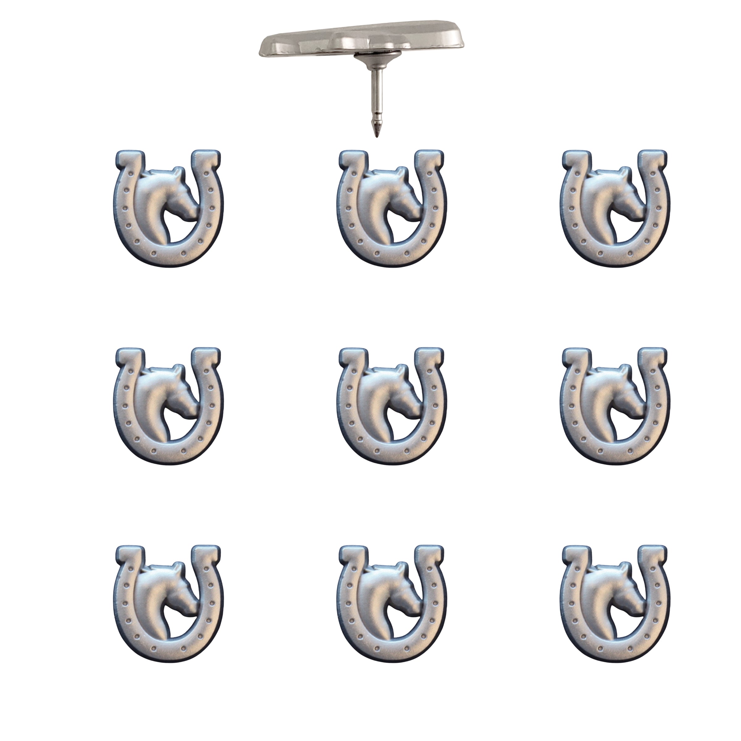 Horse and Horseshoe Pins Silver Pack of 10