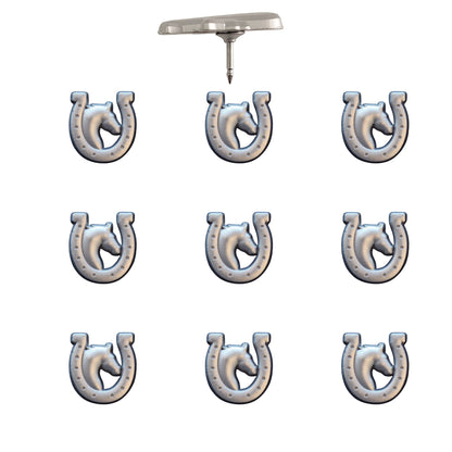 Horse and Horseshoe Pins Silver Pack of 10