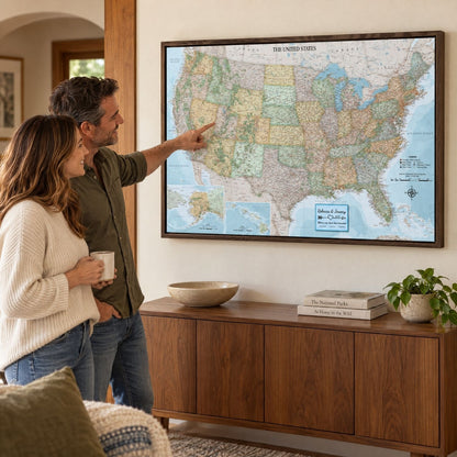 Canvas - Signature USA Travel Map with pins