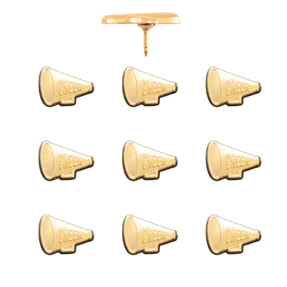 Cheer Megaphone Push Pins Gold Pack of 10