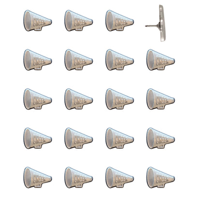 Cheer Megaphone Push Pins Silver Pack of 20