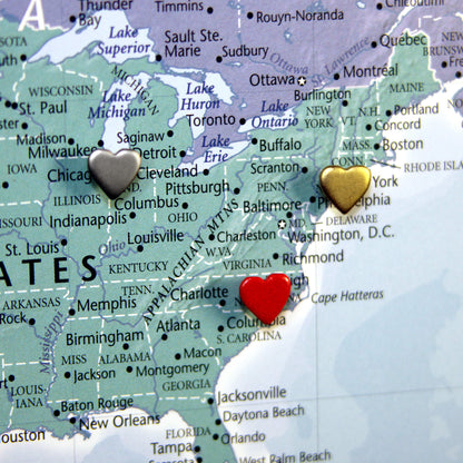 Heart Map Pins in map