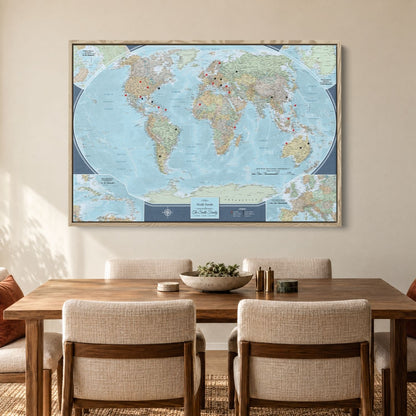 Canvas - Signature World Travel Map with pins