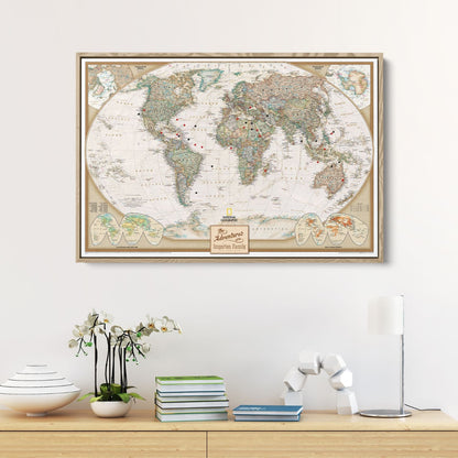 Canvas - Executive World Travel Map with Pins