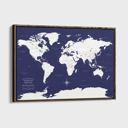 Canvas - Navy Explorers World Travel Map with pins