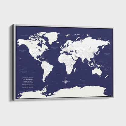 Canvas - Navy Explorers World Travel Map with pins