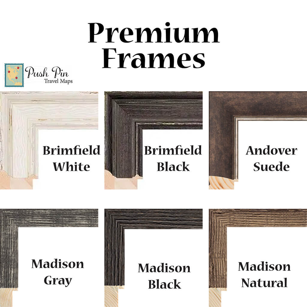 Canvas Map Premium Frame Options