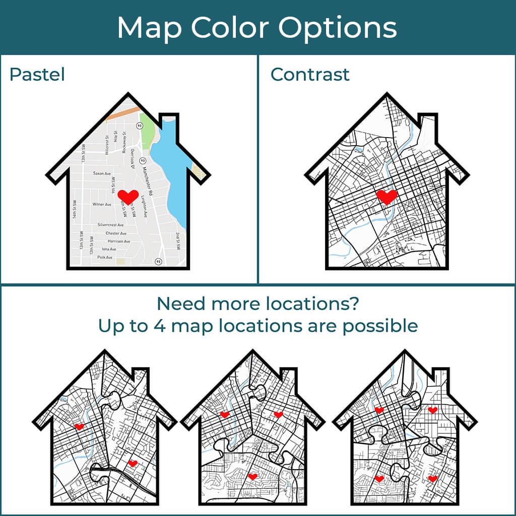 Choose Your Map Color - Up to 4 Locations 