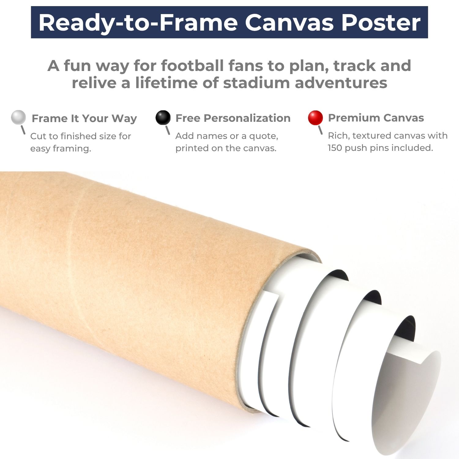 Football Stadium Push Map Canvas Poster - Multiple Sizes