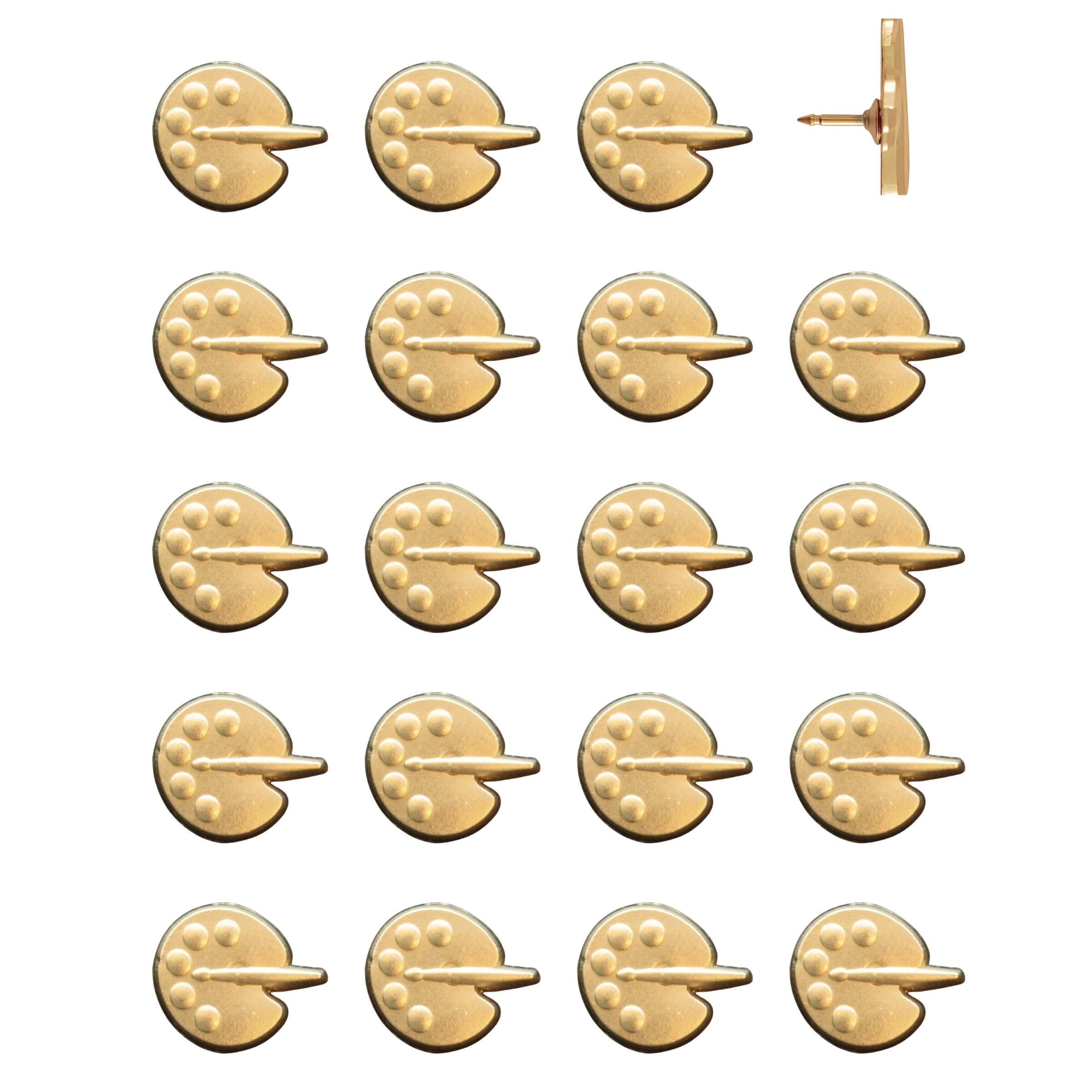 Paint Palette Push Pins Gold Pack of 20