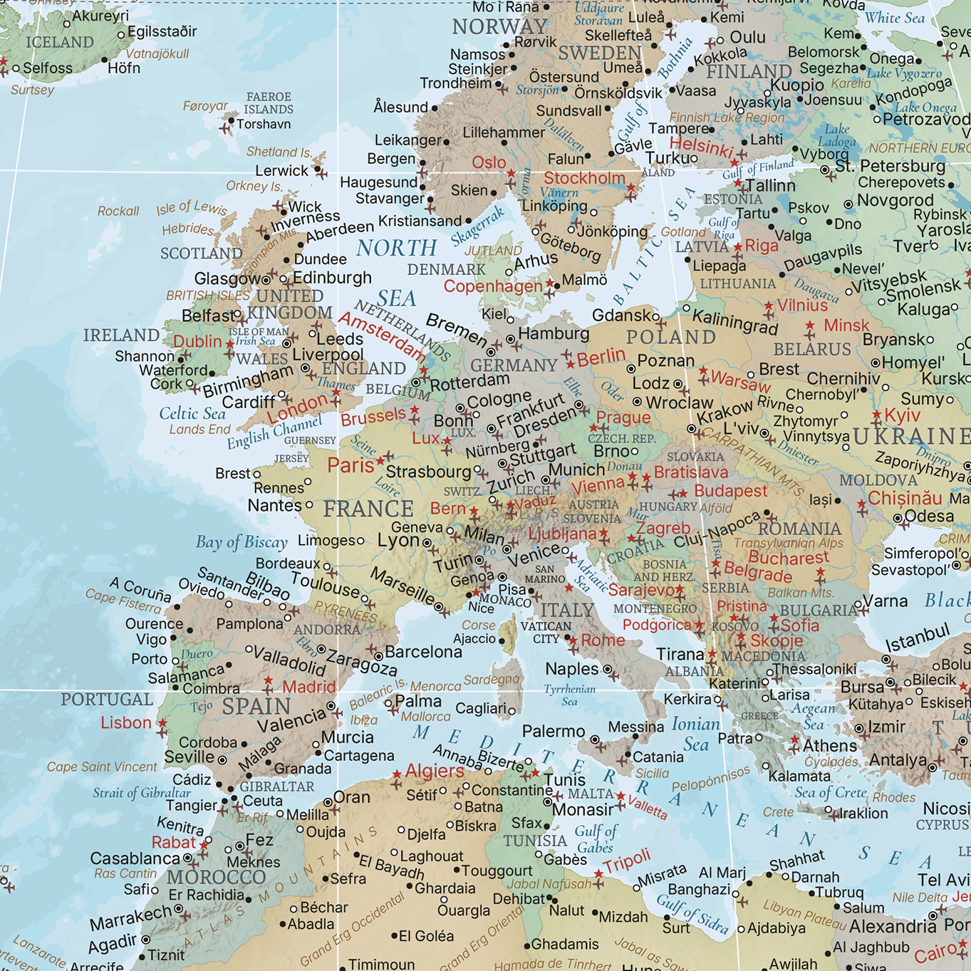 Gallery Wrapped - Signature World Travel Map with pins - Stretched Canvas