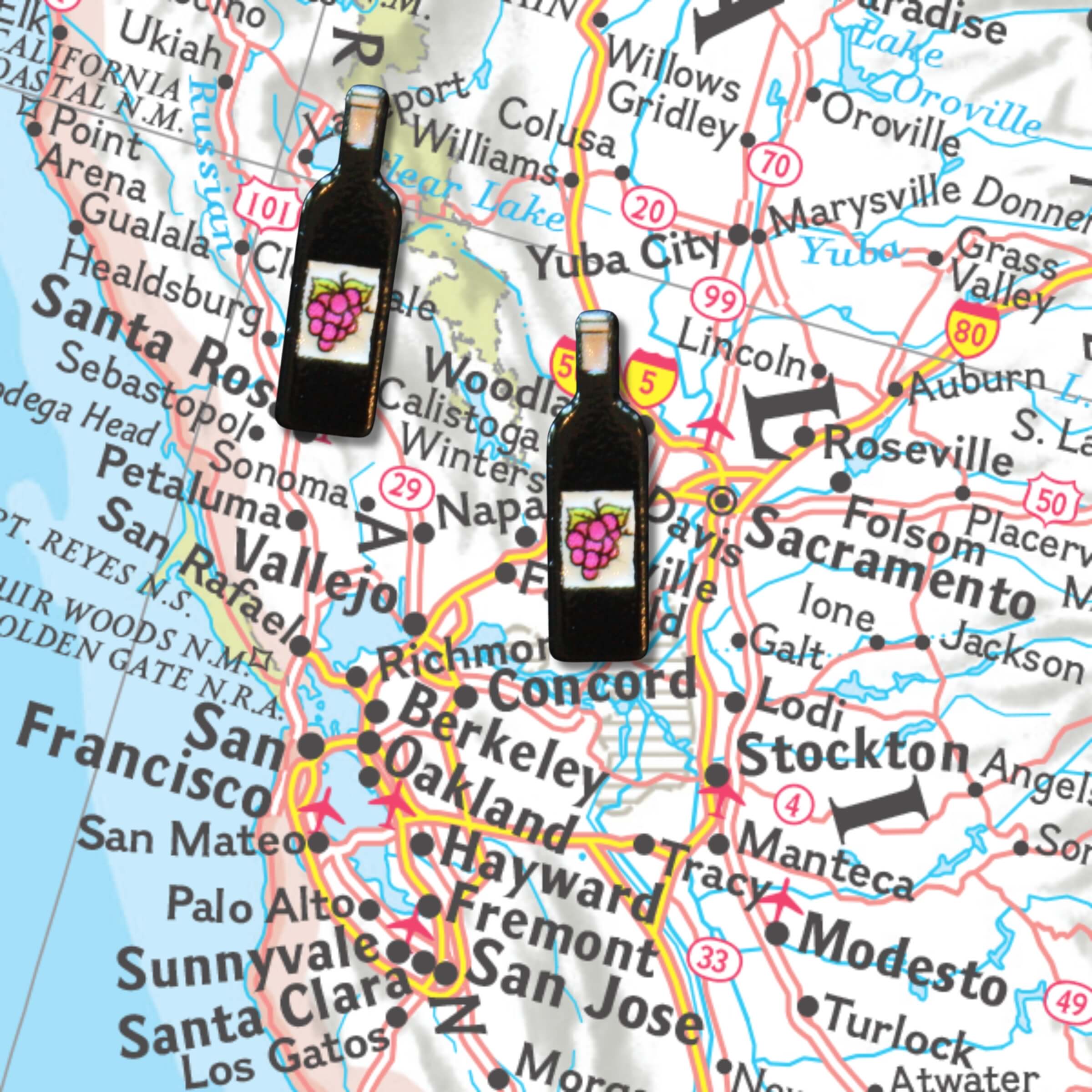 Red Wine Bottle Push Pins Main Image