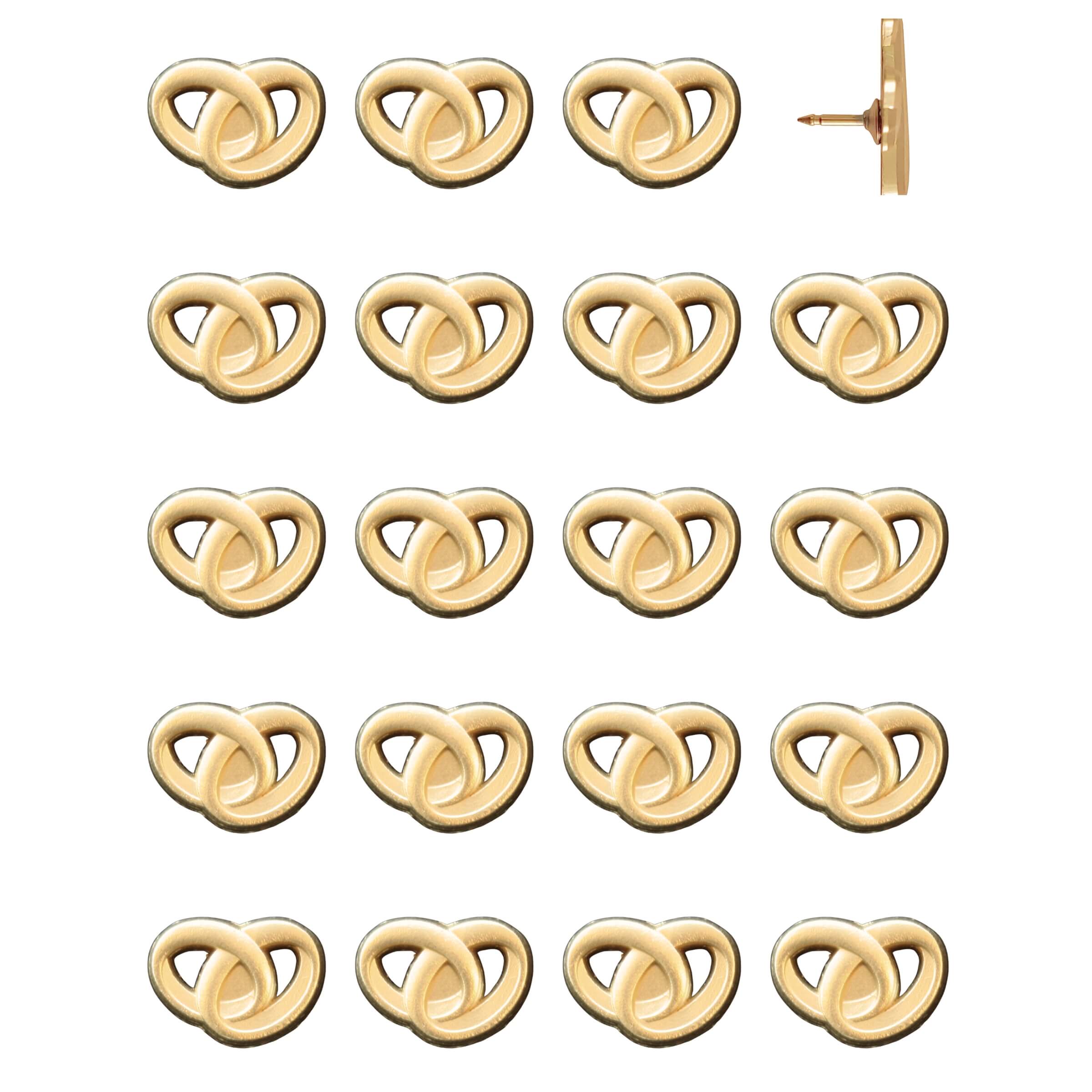 Wedding Rings Push Pins Gold Pack of 20