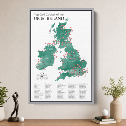 Canvas - The UK & Ireland Golf Courses Travel Map with Pins