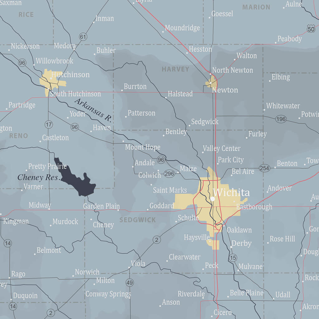 Kansas Slate Map Closeup