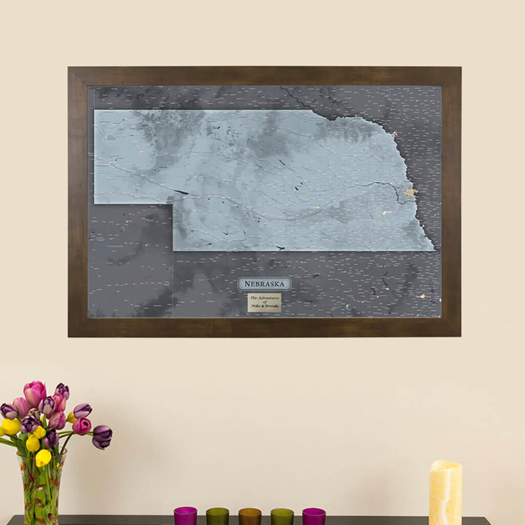 Slate Nebraska State Wall Map with Pins