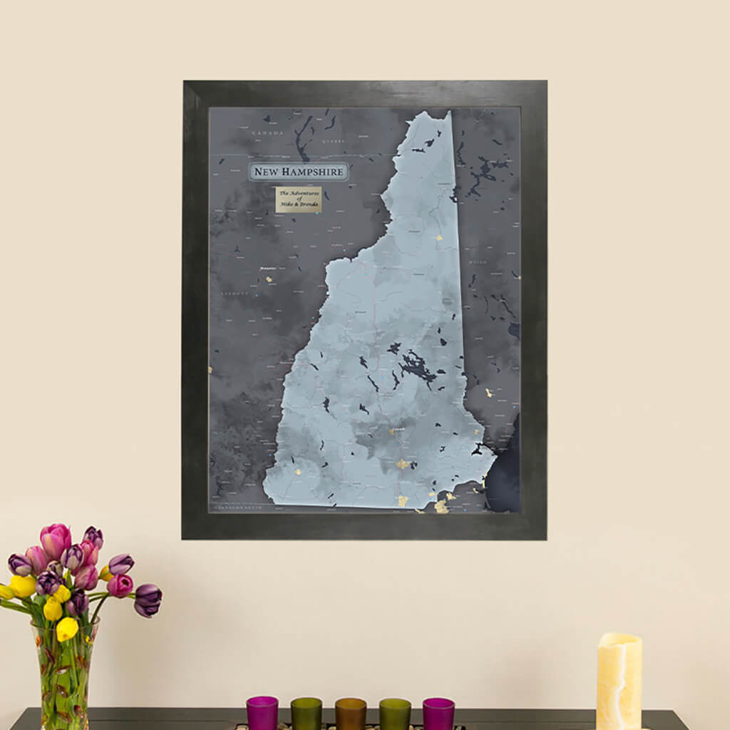 Slate New Hampshire State Push Pin Travel Map with Pins