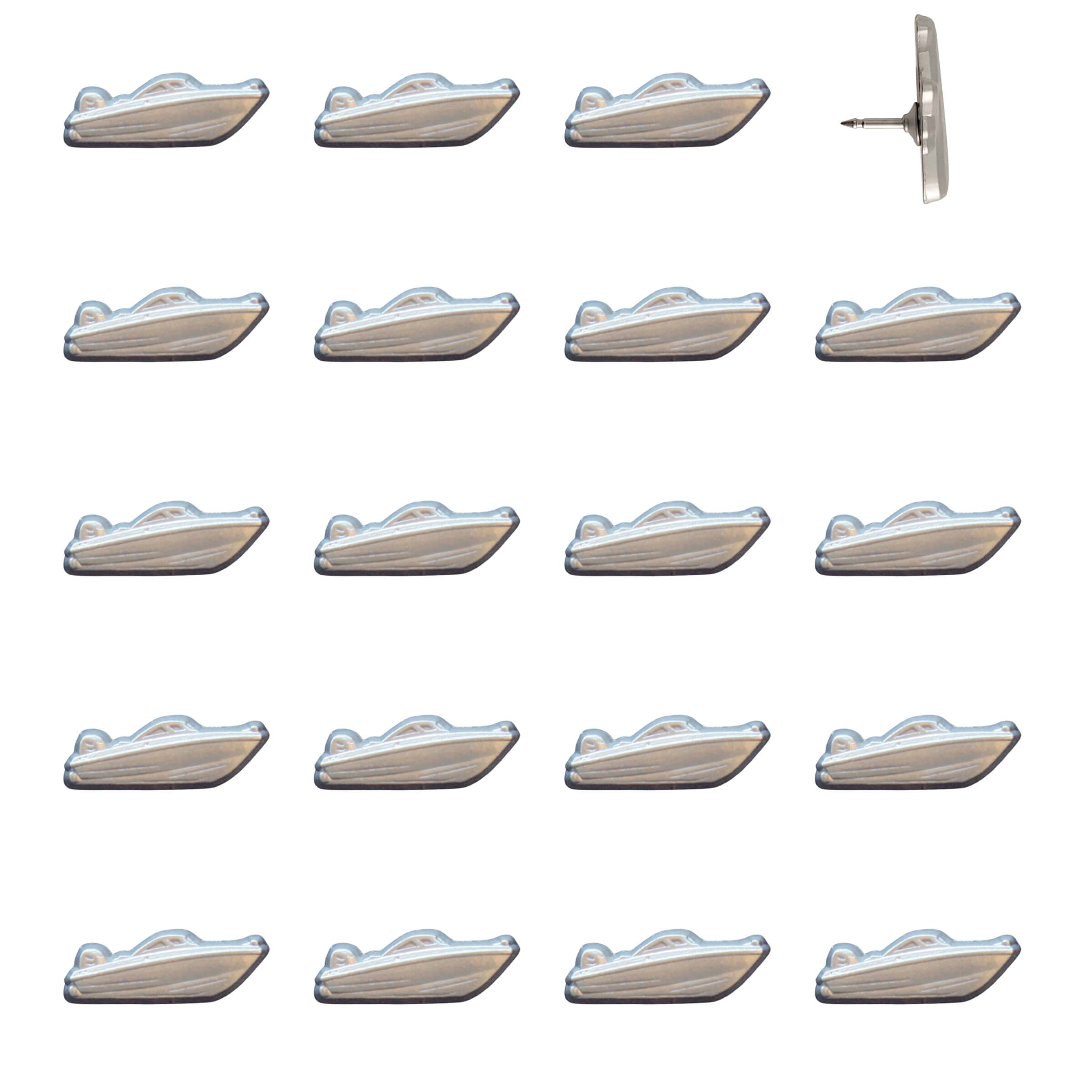 Speed Boat Pins - Silver Pack of 20