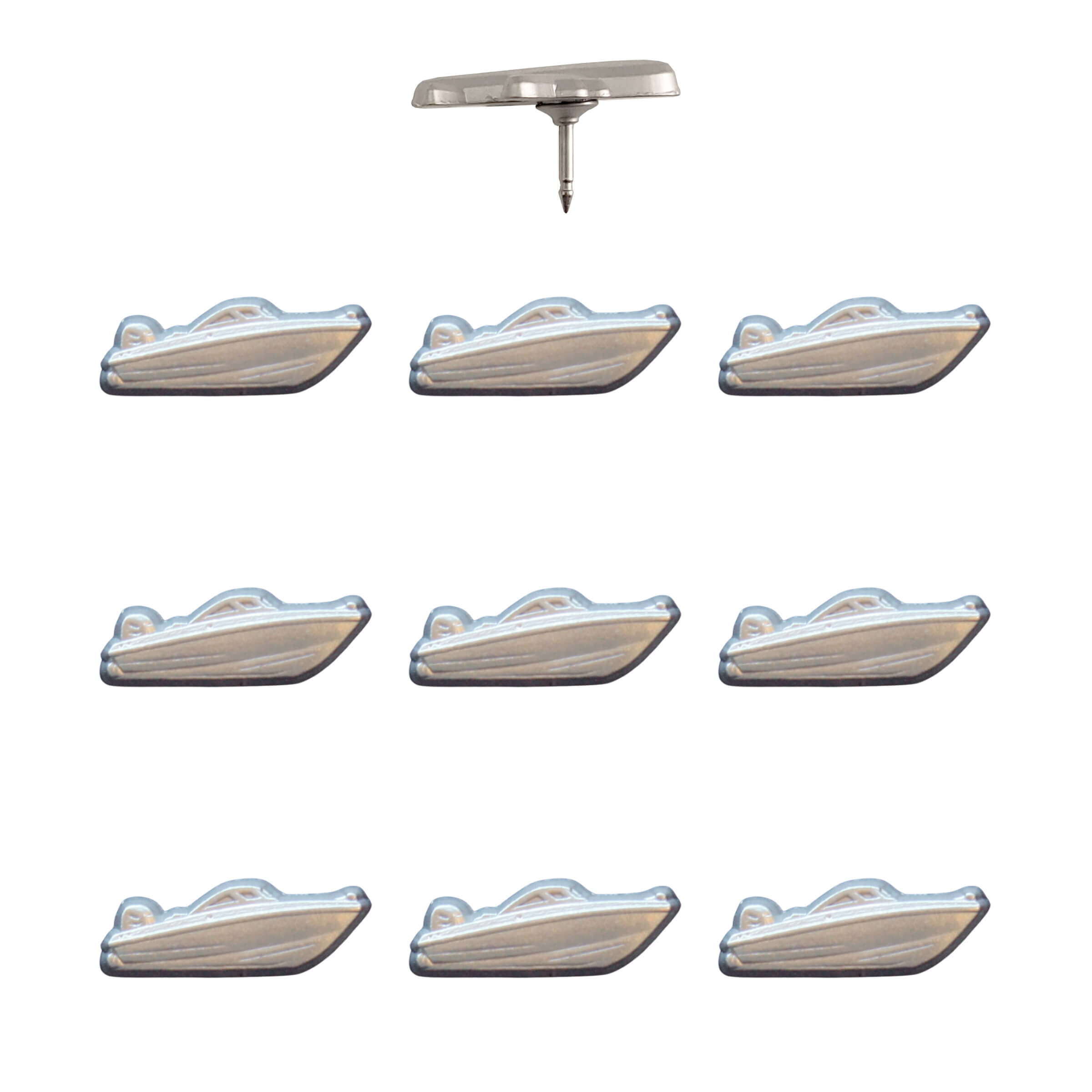Speed Boat Pins - Silver Pack of 10