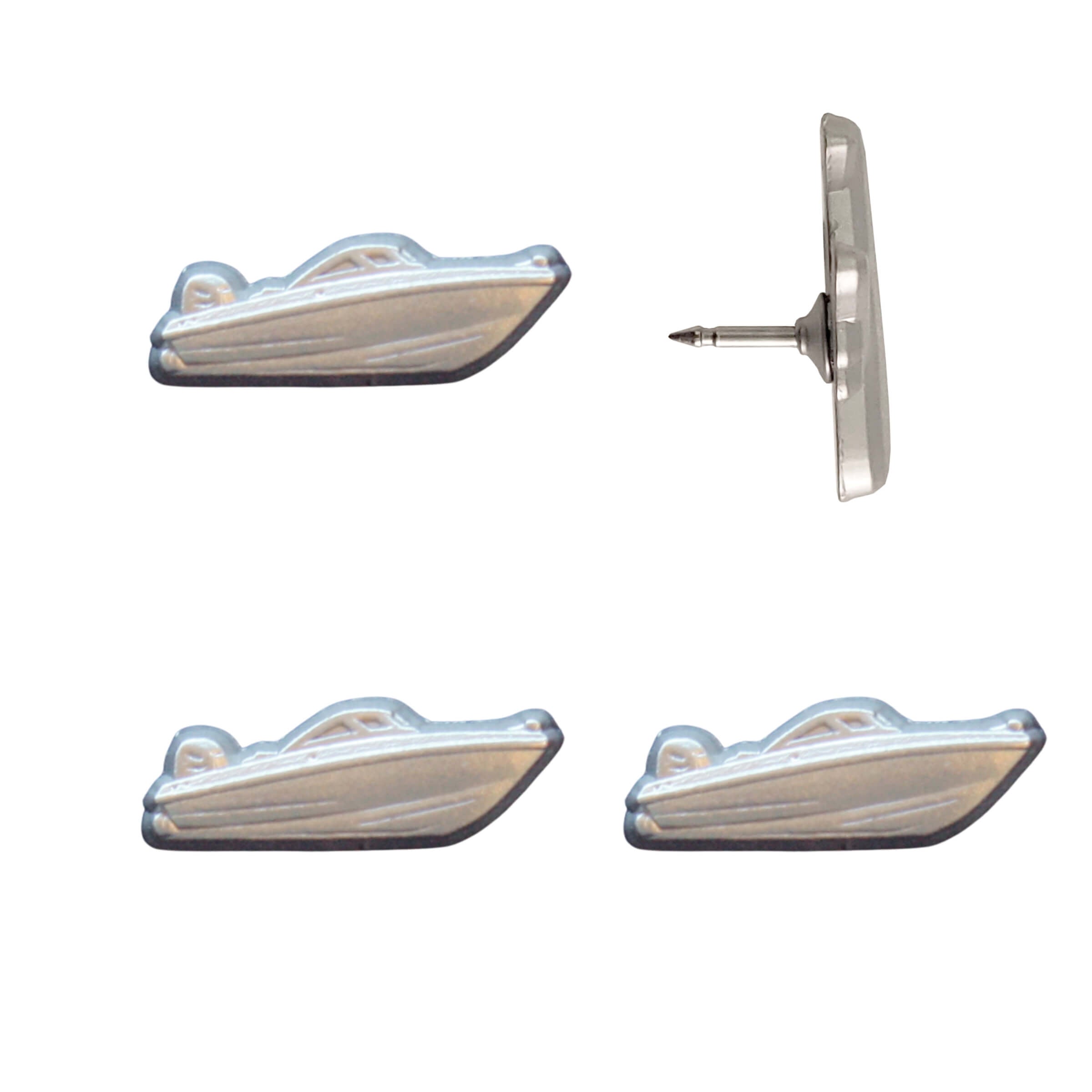 Speed Boat Pins - Silver Pack of 4
