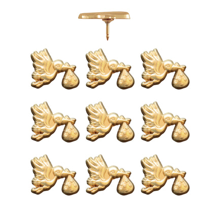 Stork Push Pins Gold Pack of 10