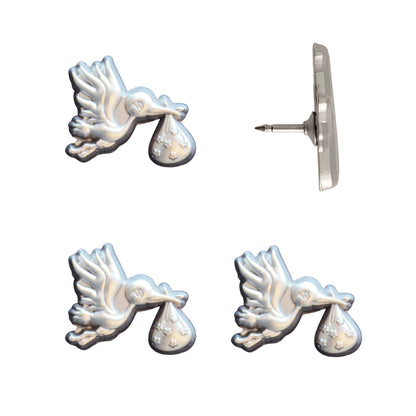 Stork Push Pins Silver Pack of 4