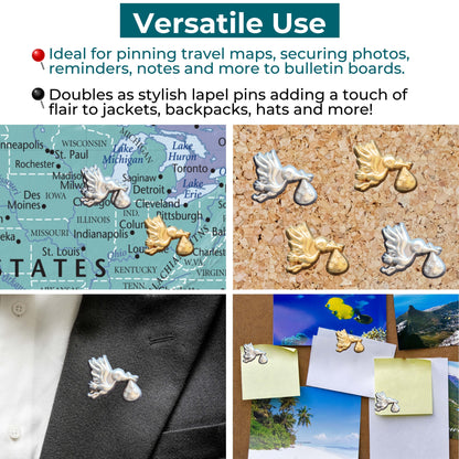 Stork Push Pins Versatile Uses