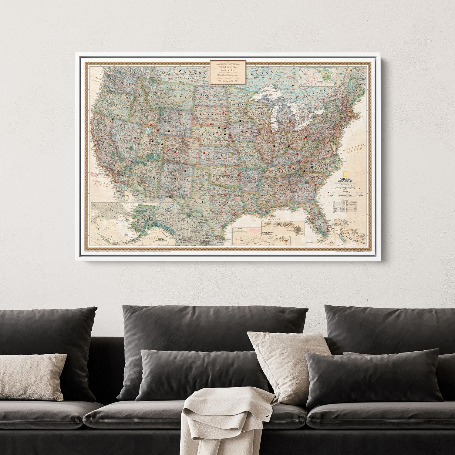 Canvas - Executive USA Travel Pin Map