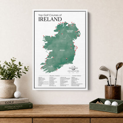 Canvas - Ireland Golf Courses Travel Map with Pins