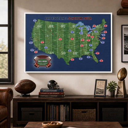 Canvas - Football Stadium Push Pin Travel Map with Pins